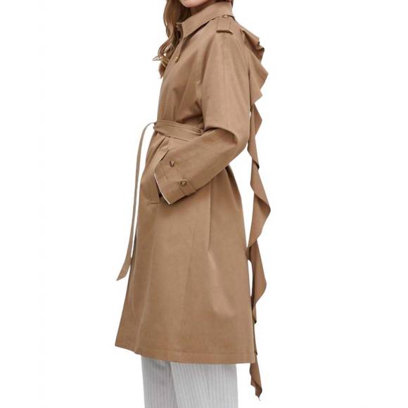 NEW VERSACE baroque buckle ruffled trench coat in acacia - Picture 2 of 6